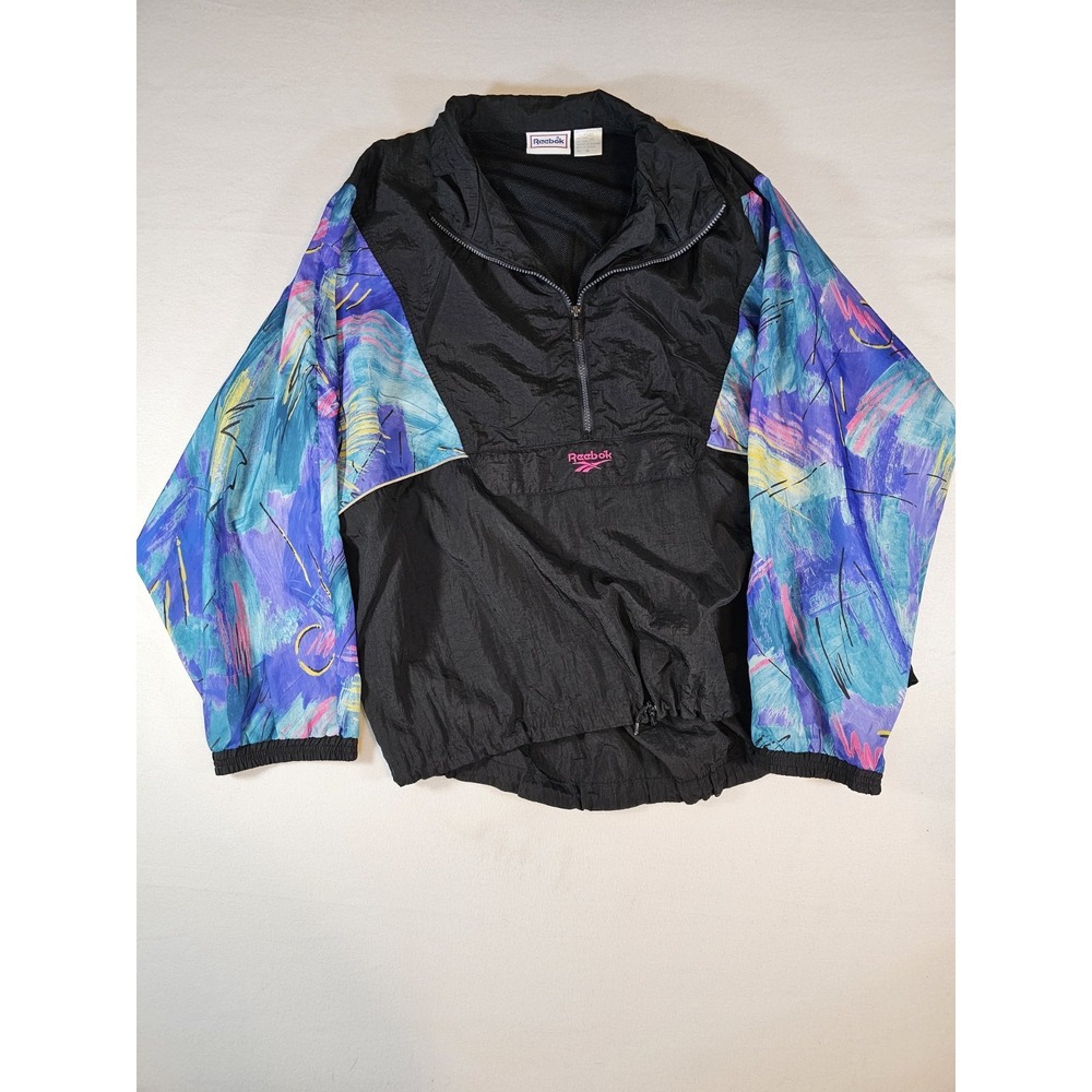 Vintage 1990s Reebok Tie Dye Design Windbreaker Jacket With Pouch Size XL